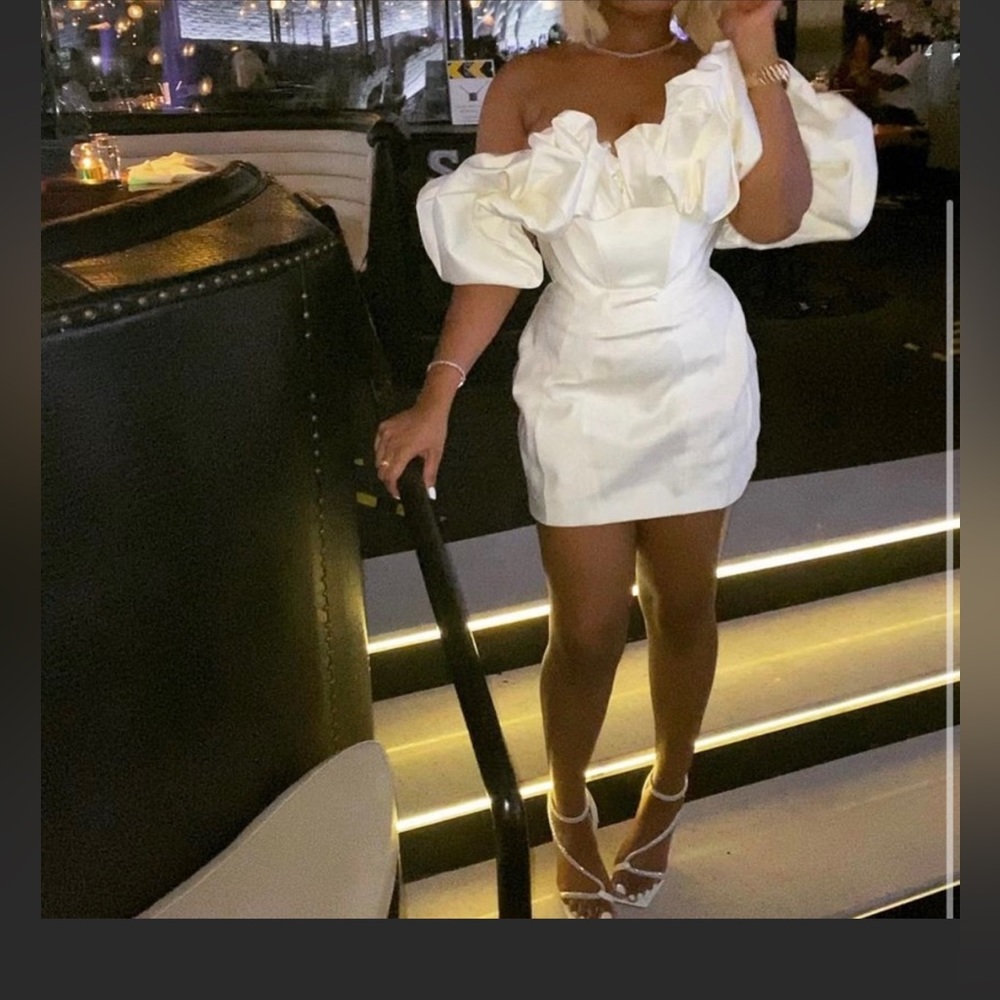 Selena Ivory Satin Ruffle Strapless Dress